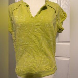 Anthropologie Jersey Chartreuse Short Sleeve Tee